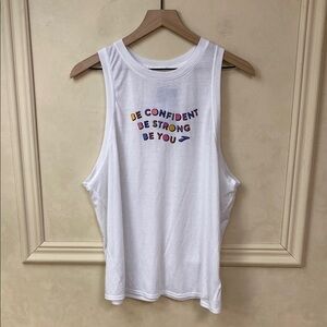 Brooks White Tank Top with Colorful Text